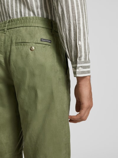 Marc O'Polo Regular Fit Leinenbermudas mit Gesäßtaschen Modell 'Reso' Oliv 3