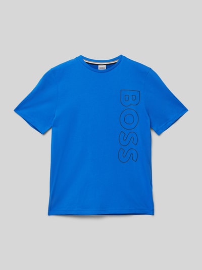 Boss T-shirt met labelprint Koningsblauw - 1