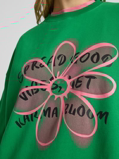 OH APRIL Oversized Sweatshirt mit Rundhalsausschnitt Modell 'Good Vibes' Gruen 3