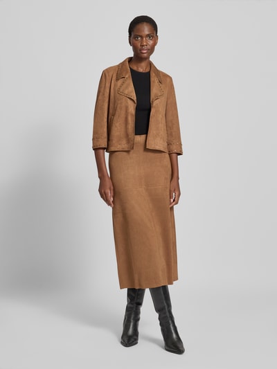 Betty Barclay Żakiet z imitacji skóry z nitami Koniakowy 1