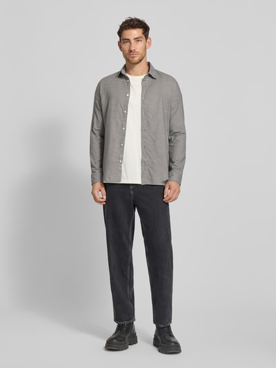 Marc O'Polo Shaped Fit Freizeithemd aus reiner Baumwolle Hellgrau Melange 1