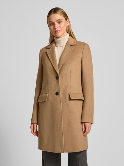Jake*s Collection Regular fit lange jas met lanawol en reverskraag Camel - 4