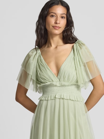 LACE & BEADS Knielange cocktailjurk met V-hals Lichtgroen - 3