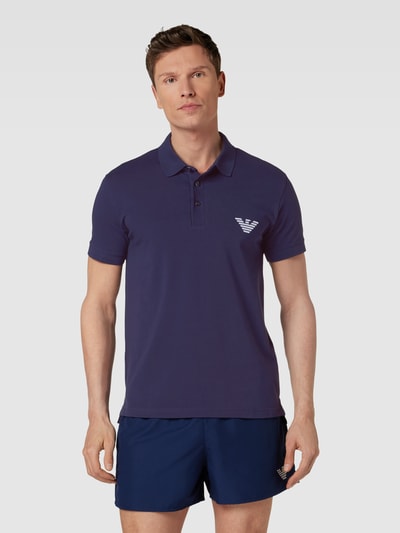 Emporio Armani Koszulka polo w jednolitym kolorze model ‘ESSENTIAL’ Ciemnoniebieski 4