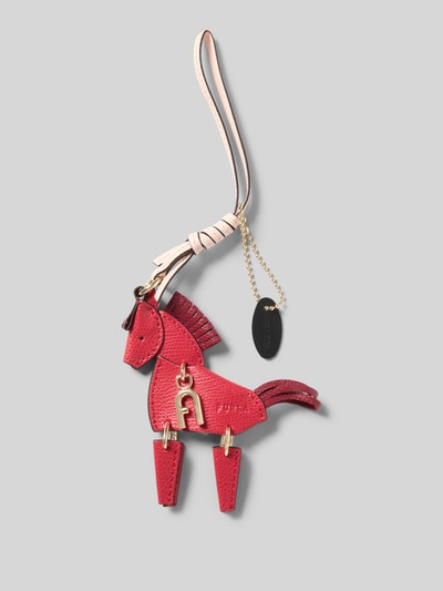 Produktfoto, Anhänger mit Logo-Prägung Modell 'ALLEGRA HORSE' von FURLA, rote Lederstruktur, goldfarbene Details, Schlaufe, Damen Accessoire