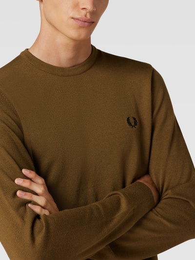 Fred Perry Strickpullover mit Label-Stitching Beige 3