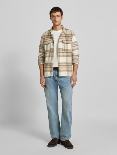 Lindbergh Overhemdjack met knoopsluiting Steengrijs - 1