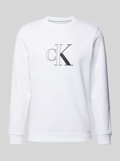 Calvin Klein Jeans Sweatshirt mit Label-Print Modell 'OUTLINE' Weiss 2