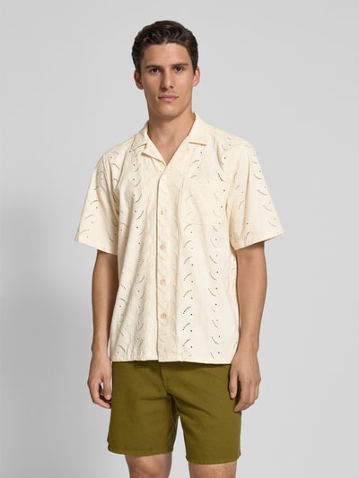 Forét Relaxed fit vrijetijdsoverhemd met broderie anglaise, model 'LEO PAISLEY' Offwhite - 4