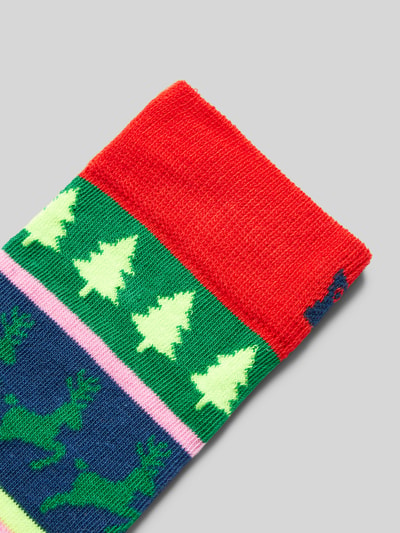 Happy Socks Socken mit Label-Stitching Modell 'Christmas Stripe' Hellrot 2