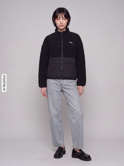 PUMA Fleecejacke mit Kontrast-Einsätzen Black 1