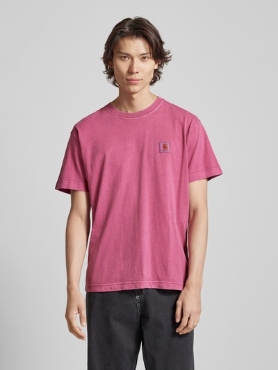 Carhartt Work In Progress T-Shirt mit Label-Patch Modell 'Nelson' Pink 4