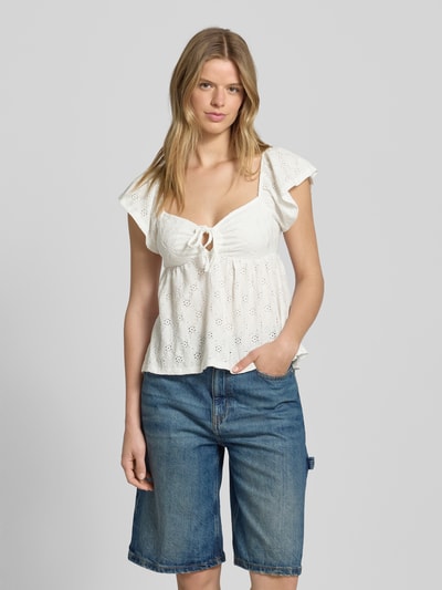 Gina Tricot Blousetop met vetersluiting Ecru - 4