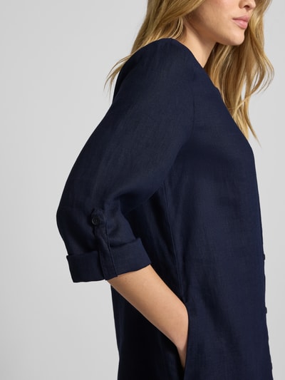 Christian Berg Woman Leinenkleid mit durchgehender Knopfleiste Dunkelblau 3