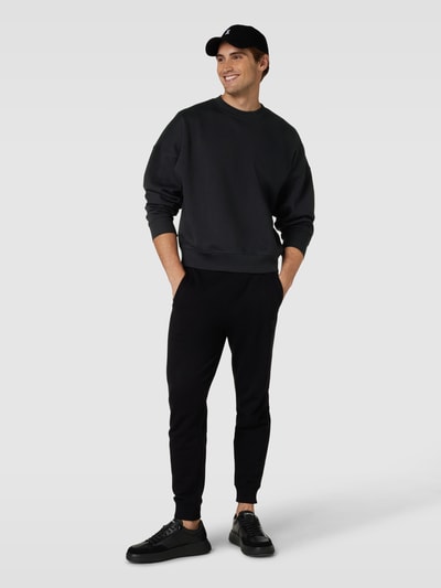 JAKE*S STUDIO MEN Sweatshirt mit gerippten Abschlüssen Black 1