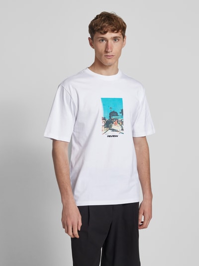 REVIEW Regular Fit T-Shirt aus Baumwoll-Viskose-Mix Weiss 4