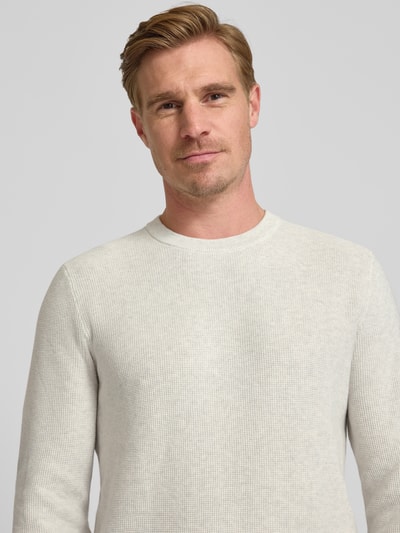 MCNEAL Strickpullover mit gerippten Abschlüssen Ecru Melange 3