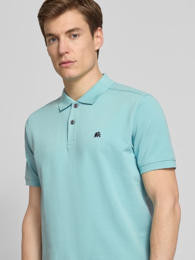 Lerros Poloshirt mit Label-Stitching Tuerkis 3