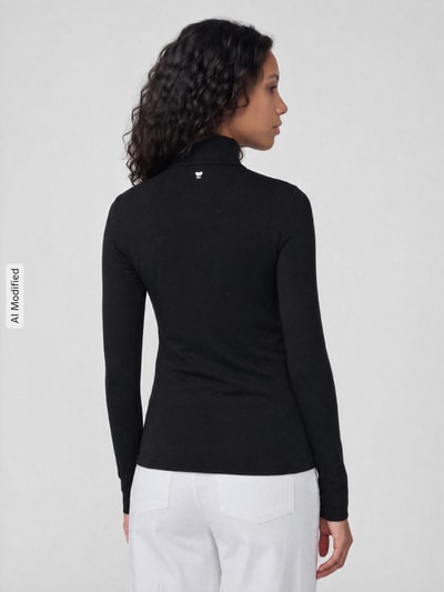 Weekend Max Mara Slim Fit Langarmshirt aus Viskose-Mix Modell 'MULTIF' Black 5