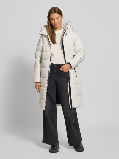 khujo Regular fit gewatteerde lange jas met gevoerde opstaande kraag, model Jilia' Offwhite - 1