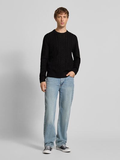 Jack & Jones Strickpullover mit gerippten Abschlüssen Modell 'PAUL' Black 1