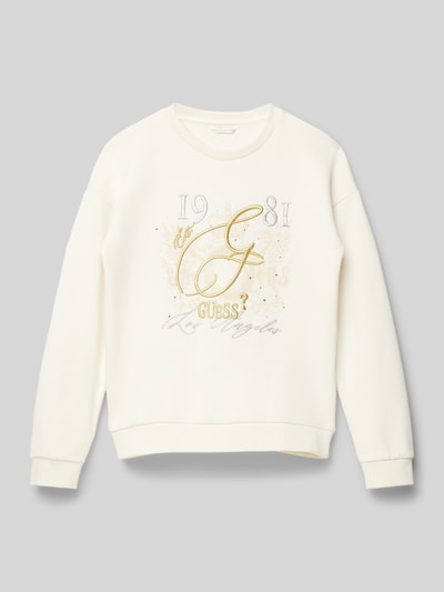 Guess Sweatshirt mit Label-Stitching Modell 'ACTIVE' Ecru 1