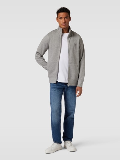 Gant Sweatjacke mit Label-Stitching Modell 'REG SGIELD' Mittelgrau Melange 1