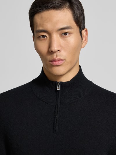 BOSS Regular fit schipperstrui van een mix van scheerwol en kasjmier, model 'HEMARLO' Zwart - 3