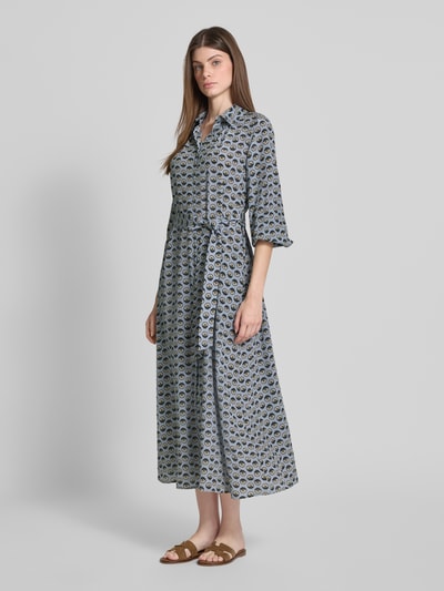 Weekend Max Mara Sukienka koszulowa o lejącym kroju z czystego jedwabiu model ‘NARVEL’ Jasnoniebieski 1