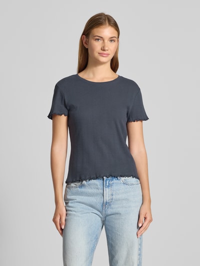 Pieces Slim fit T-shirt van puur katoen, model 'MARIE' Rookblauw - 4