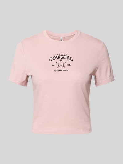 Only Slim fit T-shirt van puur katoen, model 'KARINA' Mauve - 2