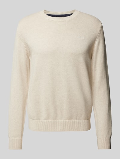 s.Oliver RED LABEL Regular Fit Strickpullover aus reiner Baumwolle mit Label-Stitching Sand 2