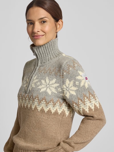 Dale of Norway Regular Fit Troyer aus Woll-Mix Modell 'Myking' Camel Melange 3