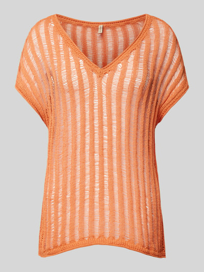 Soyaconcept Strickshirt mit V-Ausschnitt Modell 'Eman' Orange 2