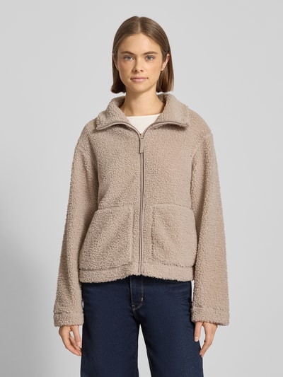 ONLY Regular Fit Teddy-Jacke mit seitlichen Eingrifftaschen Modell 'MEGAN' Beige Melange 4