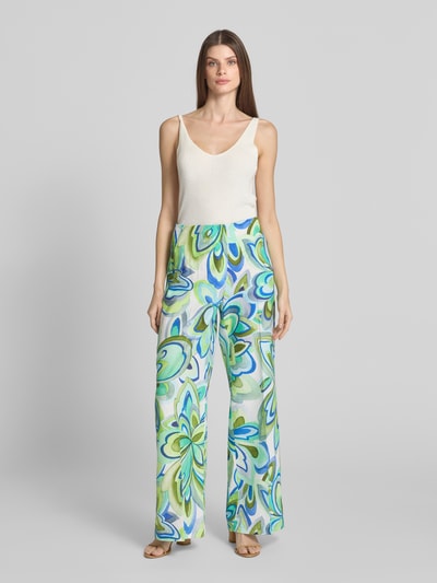 Raffaello Rossi Straight fit stoffen broek met steekzakken, model 'AGATHA' Groen - 1