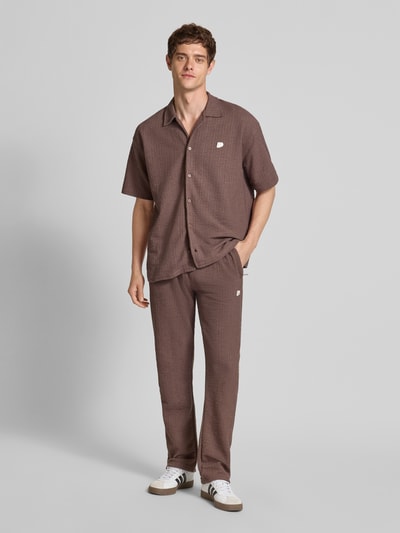 Pegador Regular fit vrijetijdsoverhemd met structuurmotief en labelstitching Donkerbruin - 1