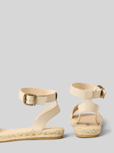 Produktfoto, Sandalette aus Leder Modell 'NIMES' von Espadrij in Beige, Gummisohle, Dornschließe, Absatzhöhe 2 cm, Größe 40, Schafthöhe 10 cm, Schaftweite 9 cm, Riemen-Details, natürliche Textur