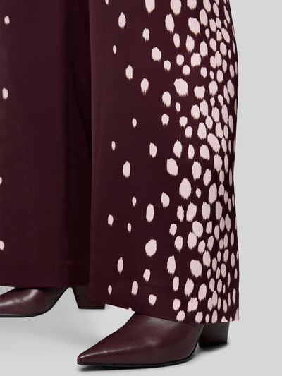 Marc Cain wide fit broek met elastische tailleband achter van viscose Bordeaux - 6