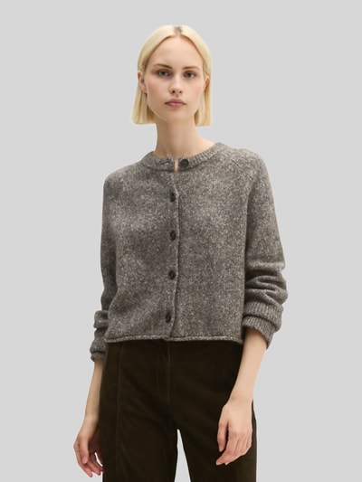Marc O'Polo Strickjacke aus Alpaka Wolle mit Rollsaum Dunkelbraun 4