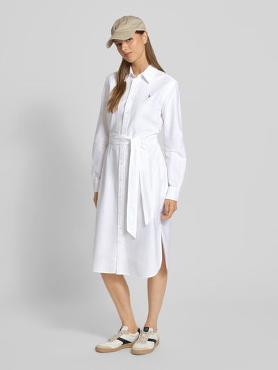 Polo Ralph Lauren Overhemdjurk met strikceintuur en logostitching Wit - 1