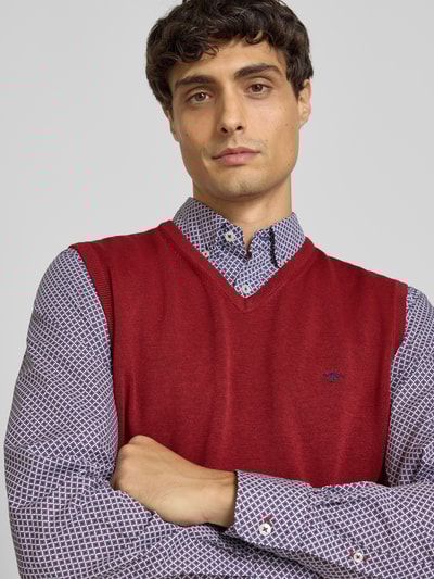 Fynch-Hatton Pullunder mit Logo-Detail Modell 'Slipover Superfine' Dunkelrot 3