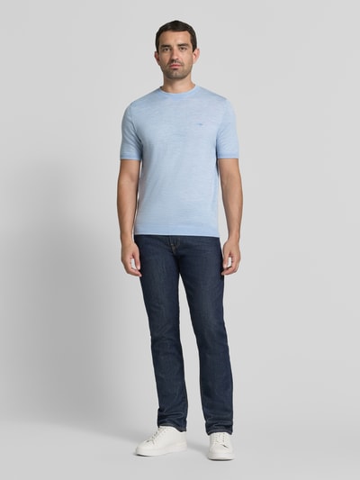 Fynch-Hatton T-Shirt mit Rundhalsausschnitt und Label-Stitching Hellblau 1