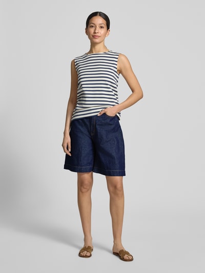 Weekend Max Mara Wide Leg Bermudashorts aus Baumwoll-Leinen-Mix Modell 'OZONO' Jeansblau 1