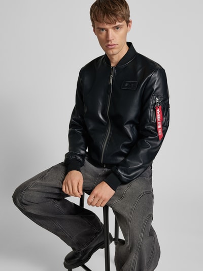 Alpha Industries Bomberjacke in Leder-Optik Black 3