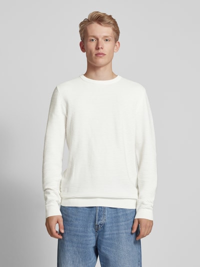 Jack & Jones Sweter z dzianiny z okrągłym dekoltem model ‘OTTO’ Złamany biały 4