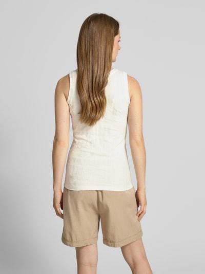 Smith and Soul Top met bandjes en ronde hals, model 'Pointelle' Beige - 5