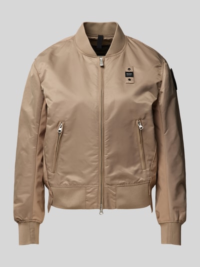 Blauer Usa Bomberjacke mit Reißverschlusstaschen Modell 'LAURIE' Beige 1