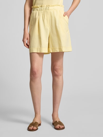 VERO MODA Bermudy o kroju regular fit z mieszanki bawełny i lnu model 'SELMA' Żółty 4