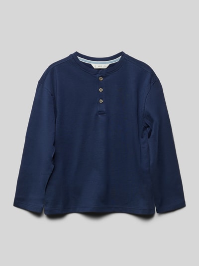 Mango Longsleeve mit kurzer Knopfleiste Modell 'henley' Marine 1